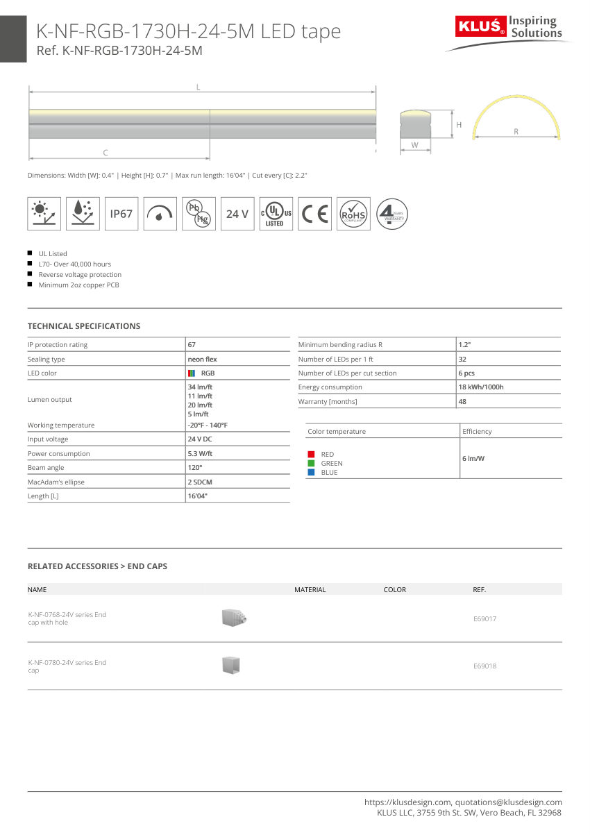 Klus Design KLUS-625 cut sheet — first page