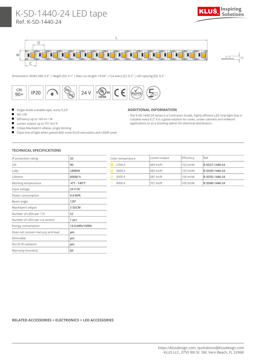 Klus Design KLUS-629 cut sheet — first page