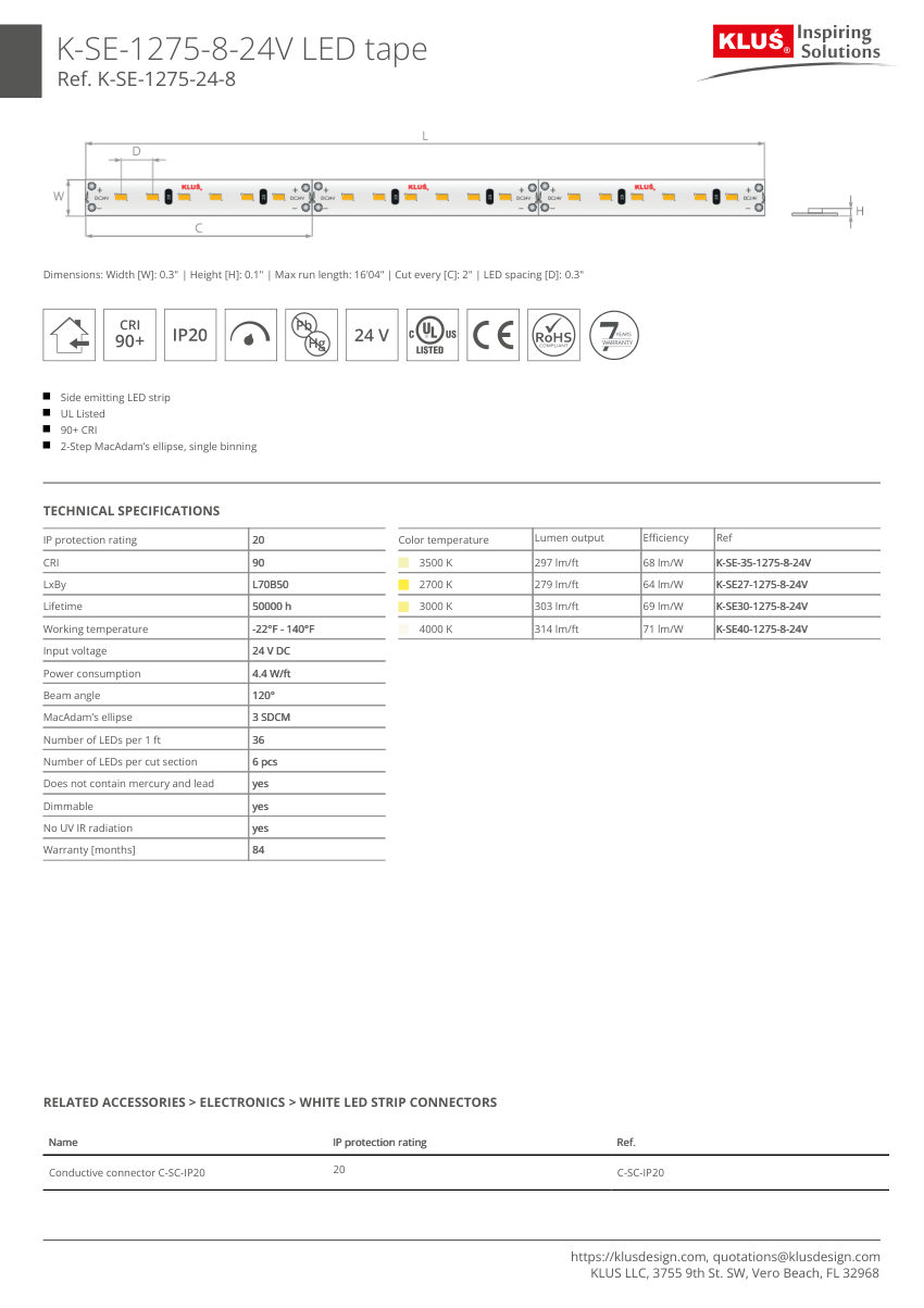 Klus Design KLUS-634 cut sheet — first page