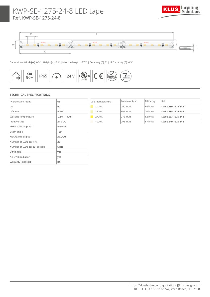 Klus Design KLUS-636 cut sheet — first page