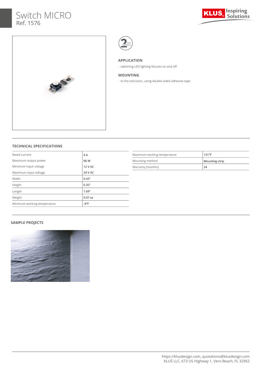Klus Design KLUS-694 cut sheet — first page