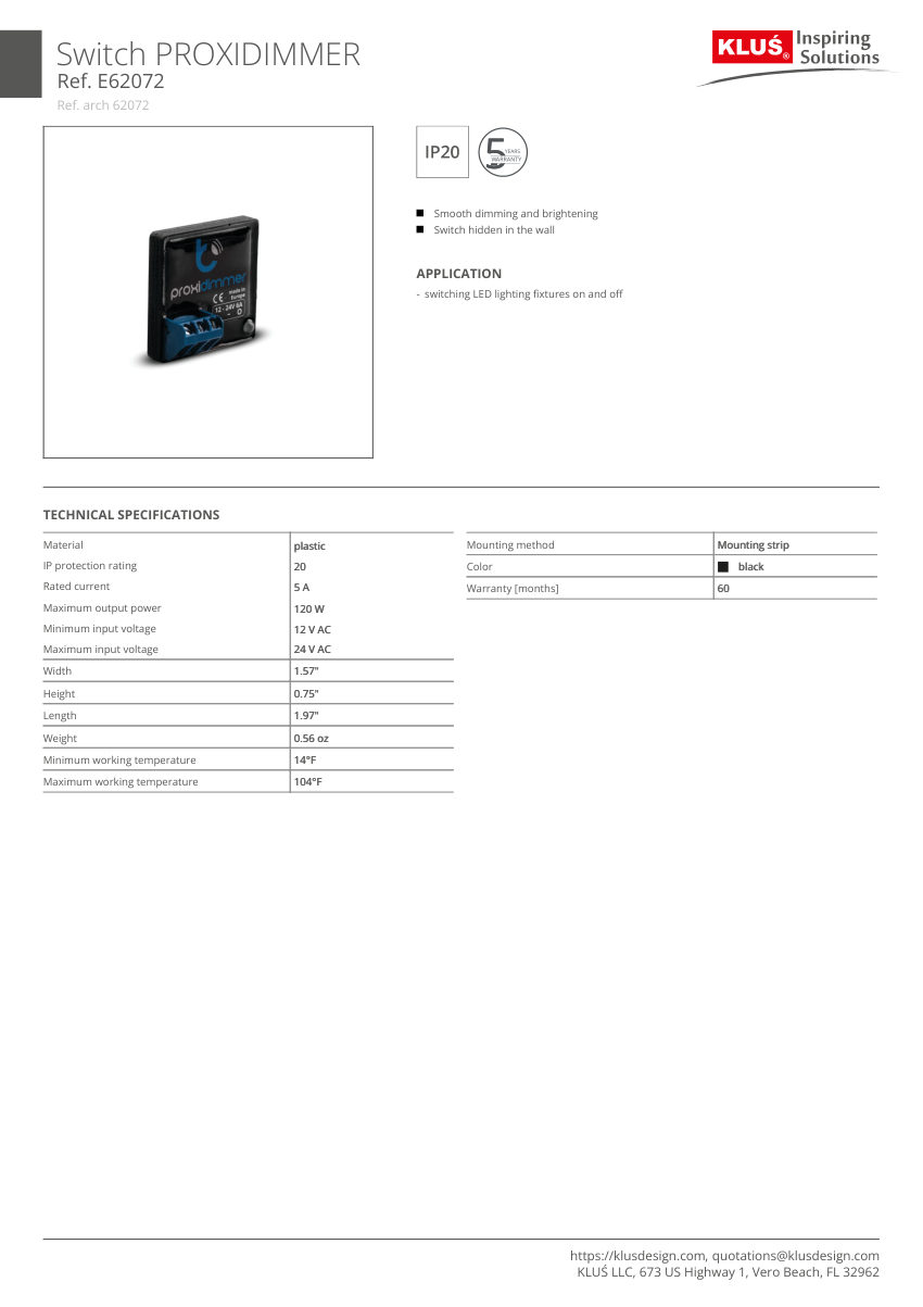 Klus Design KLUS-696 cut sheet — first page