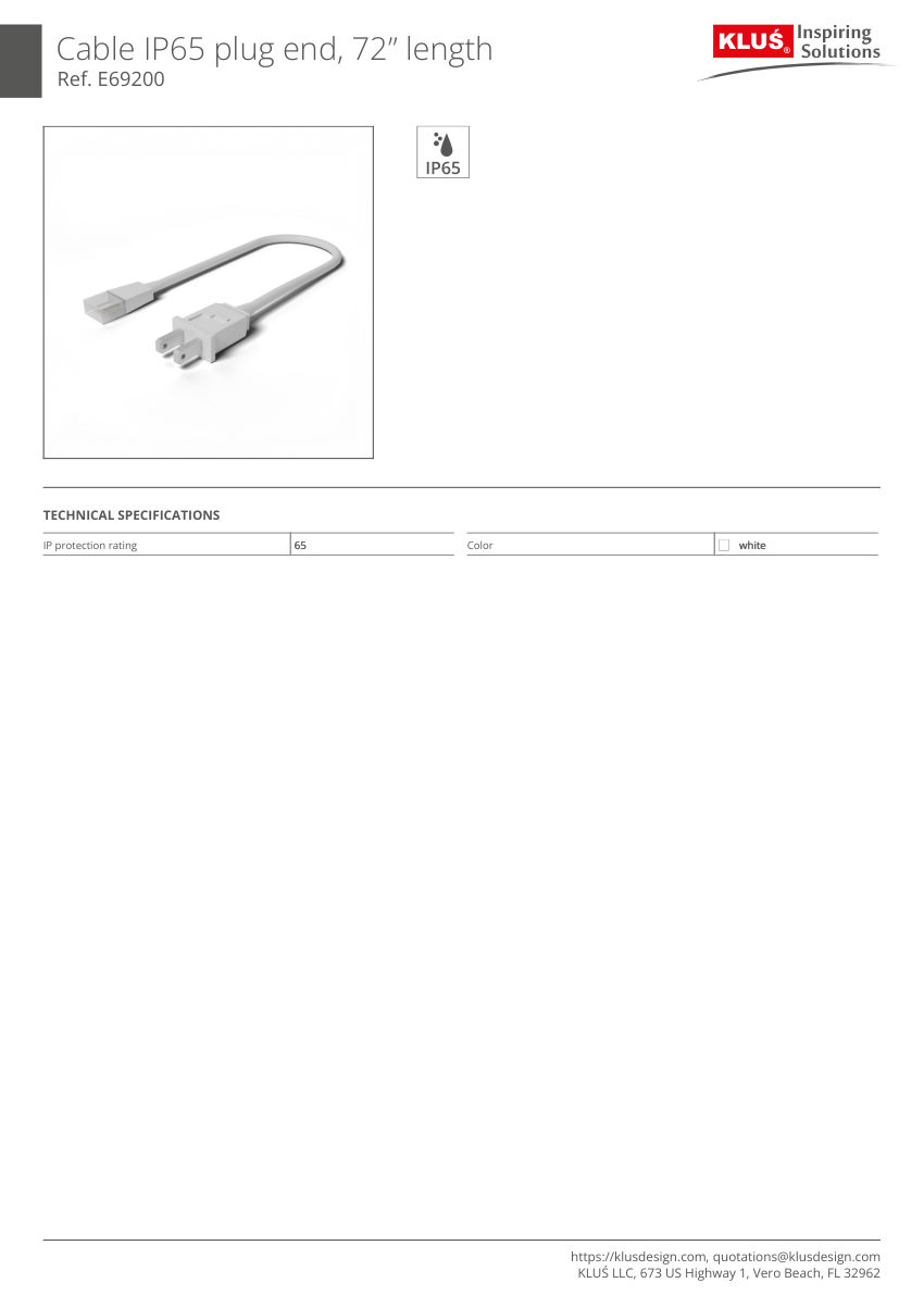 Klus Design KLUS-704 cut sheet — first page