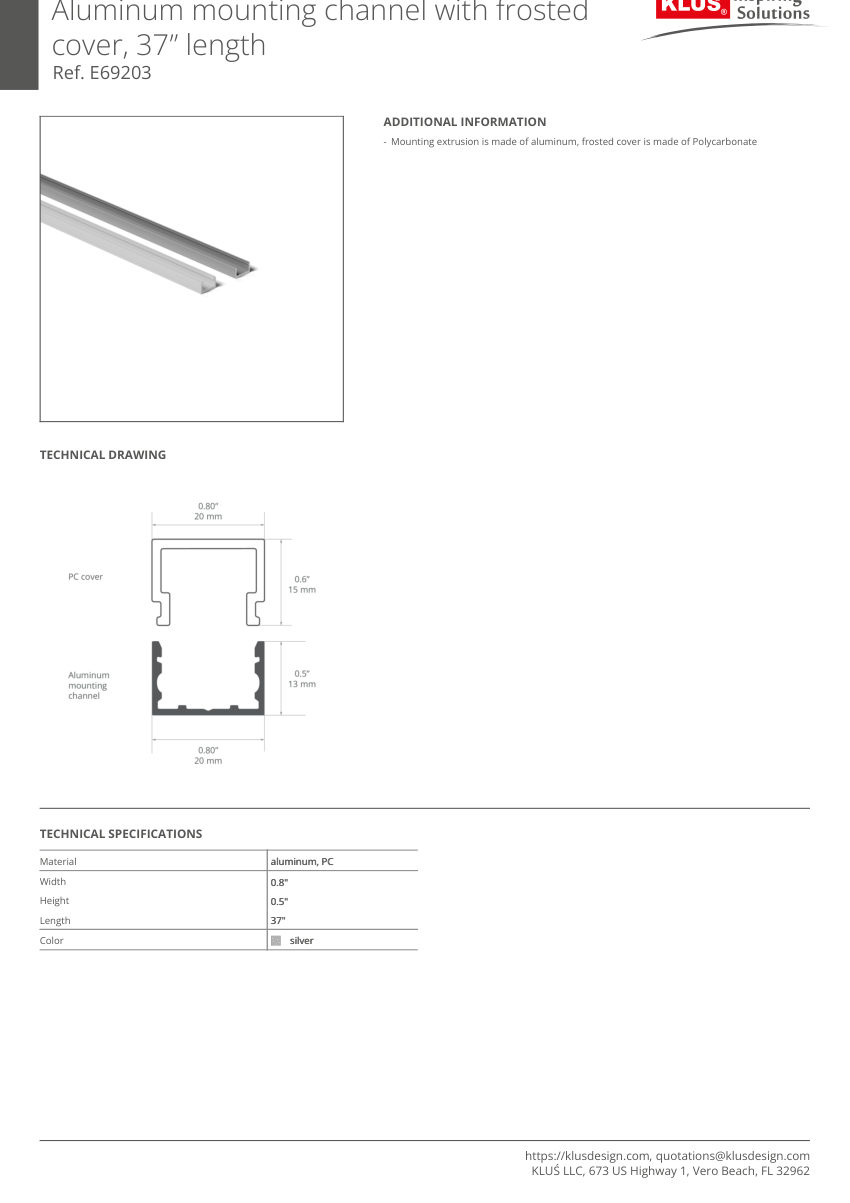 Klus Design KLUS-707 cut sheet — first page