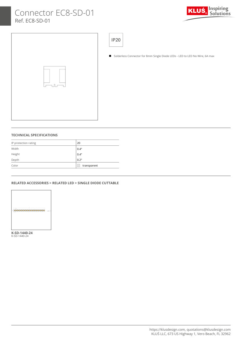 Klus Design KLUS-708 cut sheet — first page
