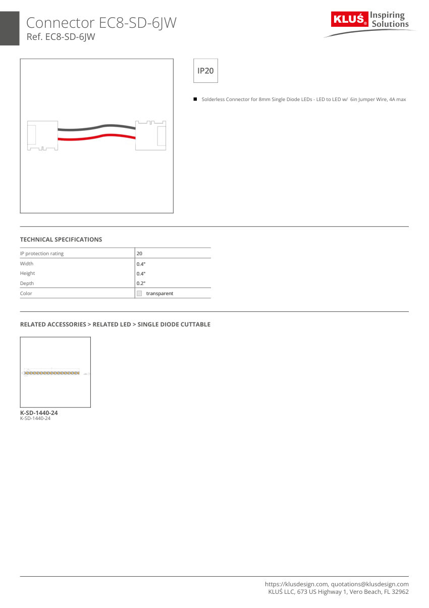 Klus Design KLUS-709 cut sheet — first page