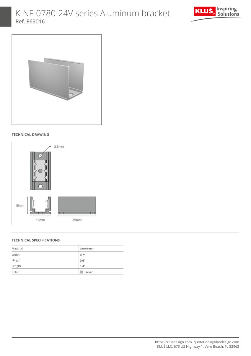 Klus Design KLUS-728 cut sheet — first page