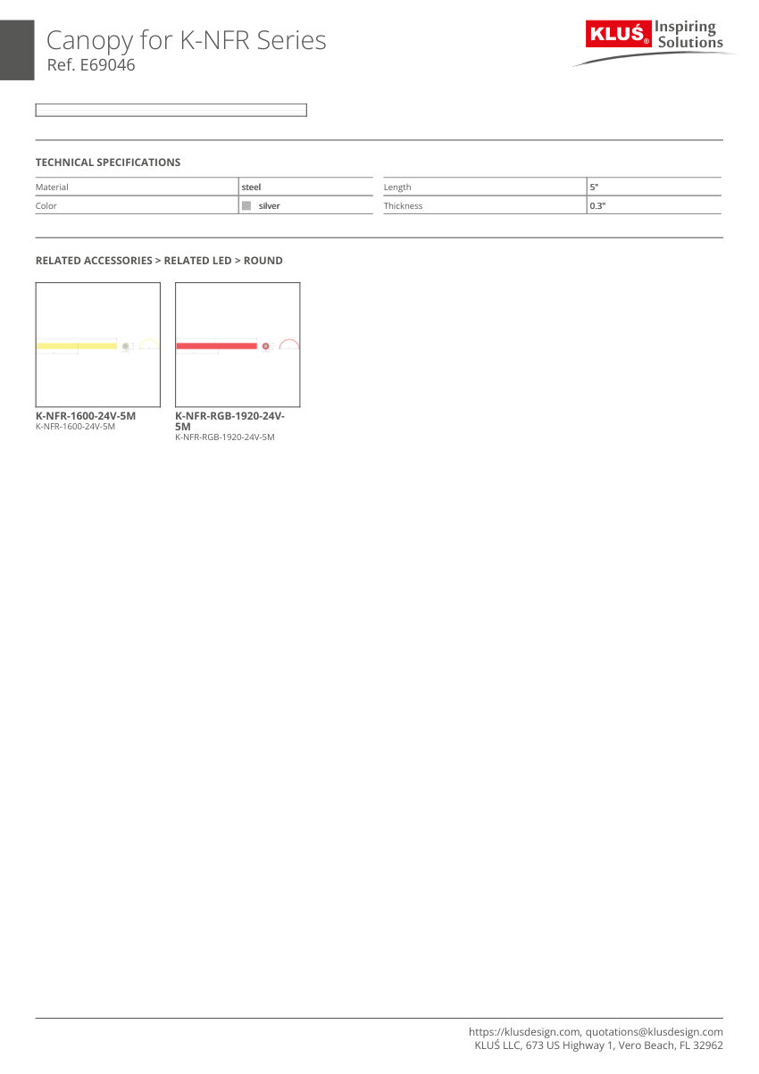 Klus Design KLUS-749 cut sheet — first page