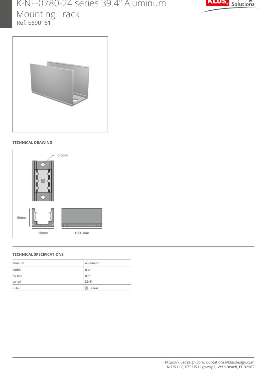 Klus Design KLUS-752 cut sheet — first page