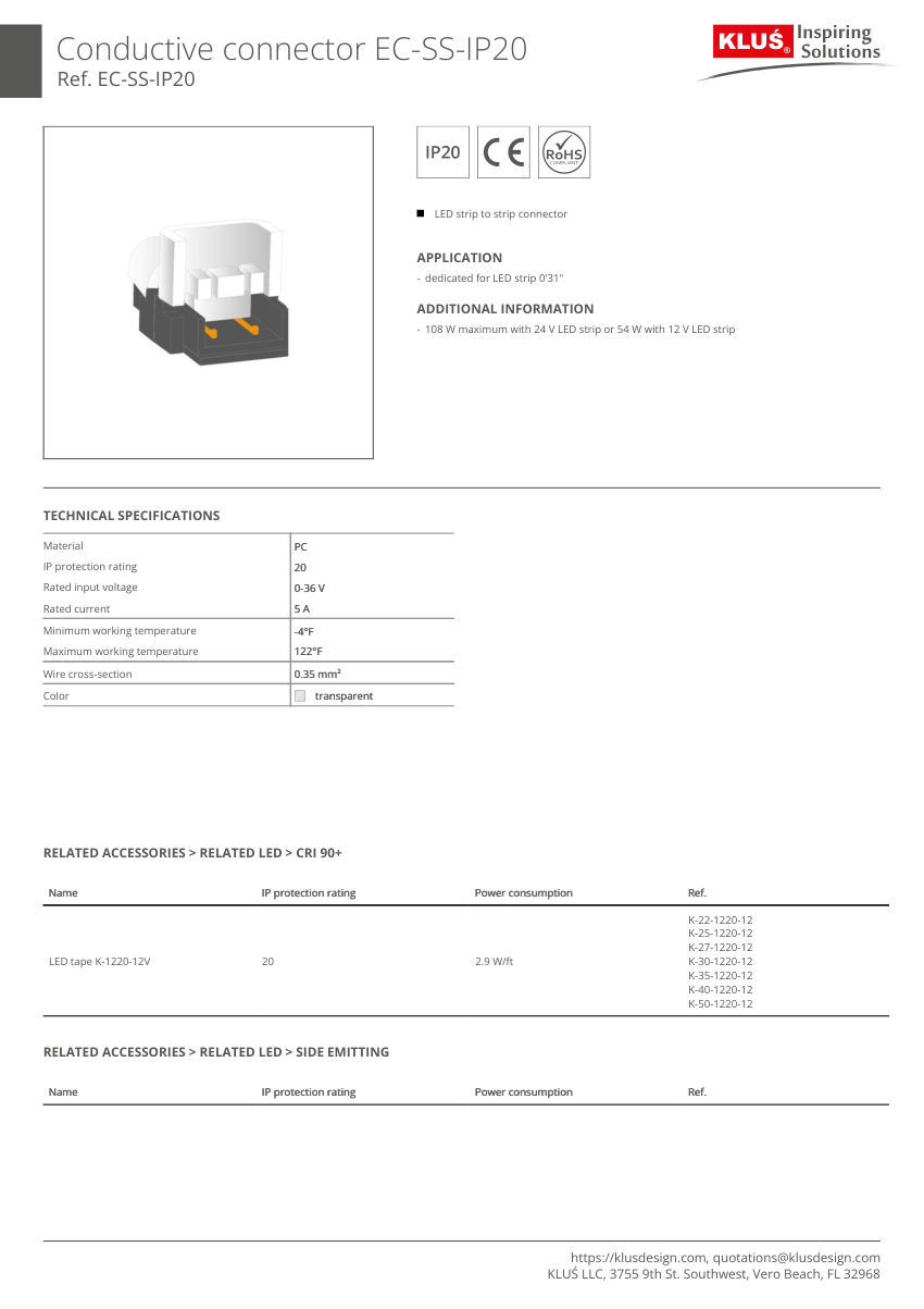 Klus Design KLUS-759 cut sheet — first page