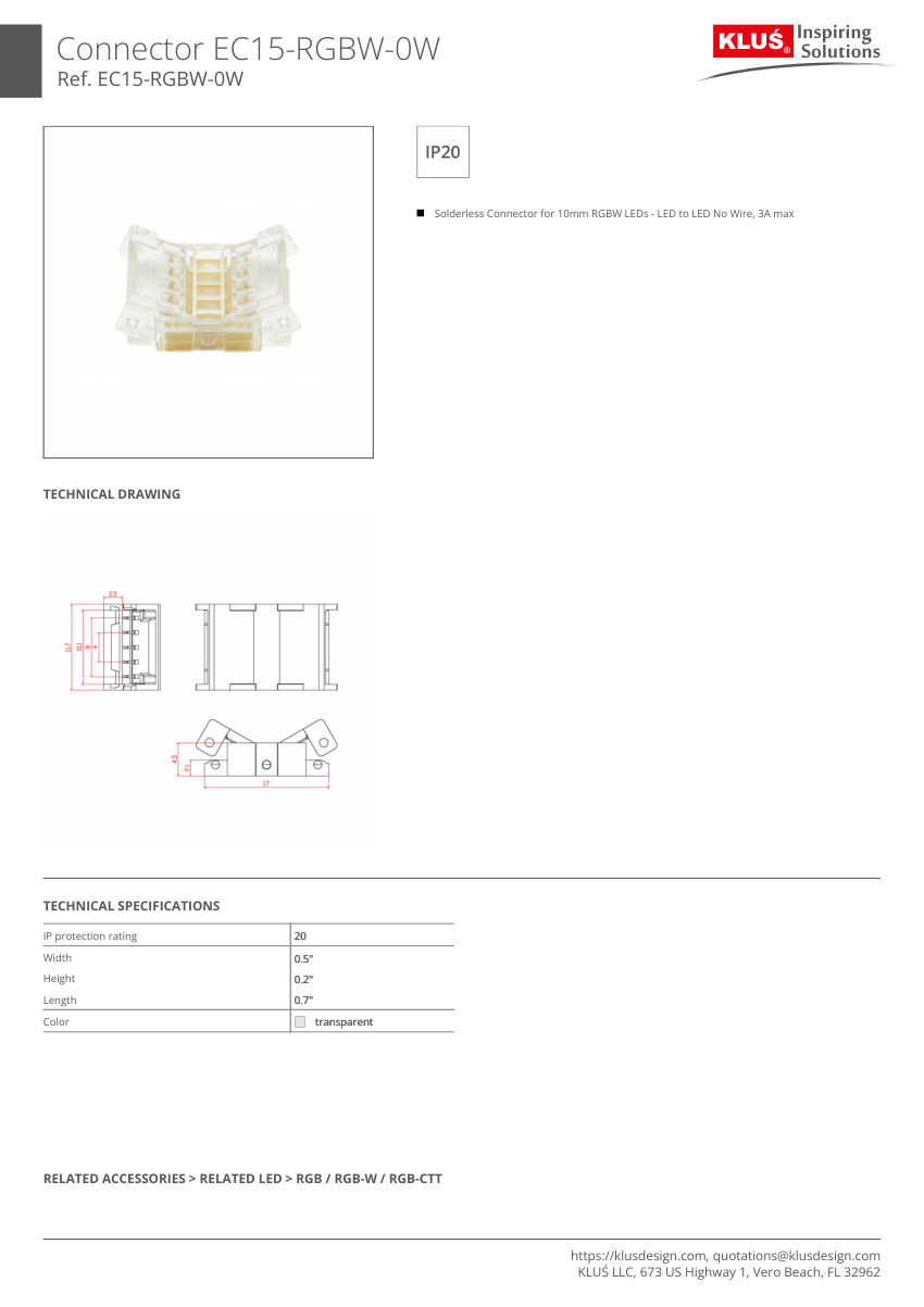 Klus Design KLUS-764 cut sheet — first page