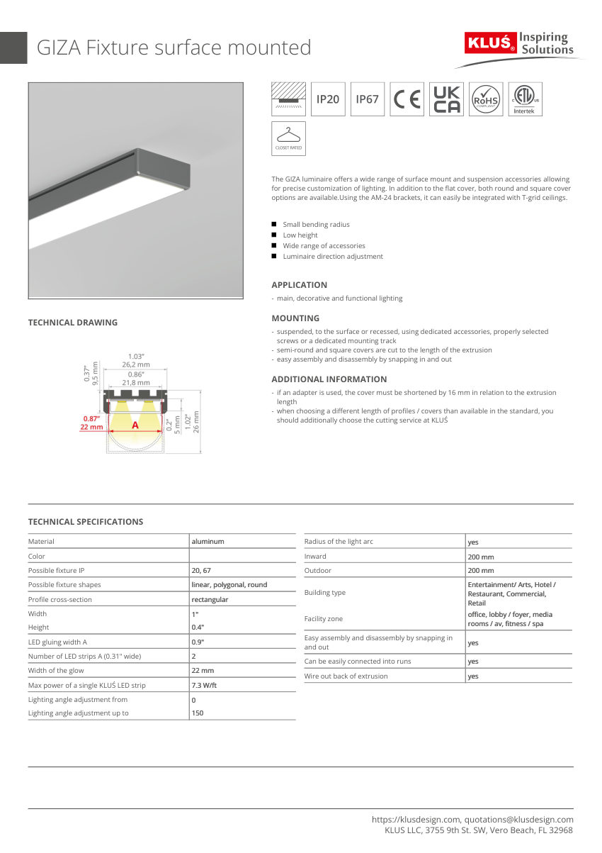 Klus Design KLUS-790 cut sheet — first page