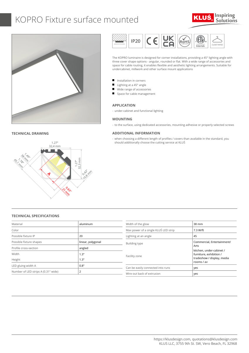 Klus Design KLUS-793 cut sheet — first page