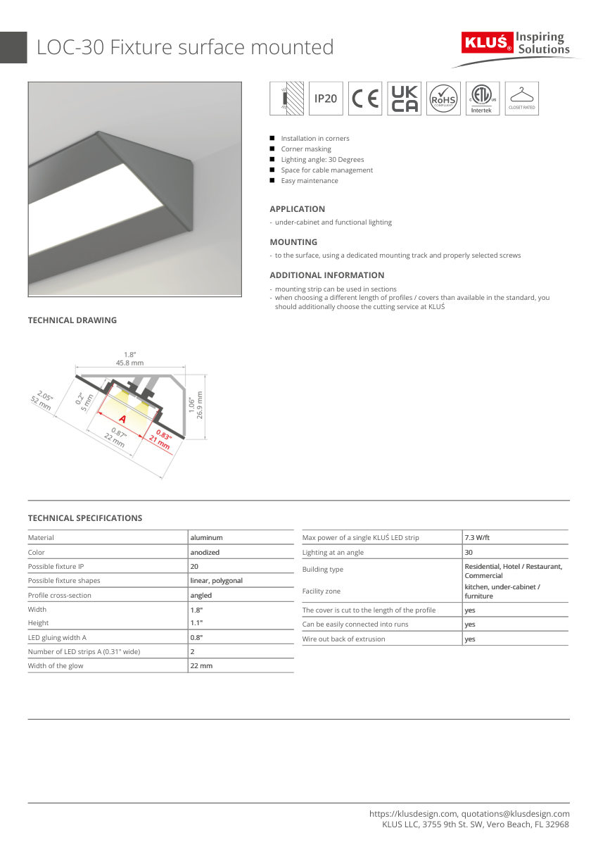 Klus Design KLUS-797 cut sheet — first page