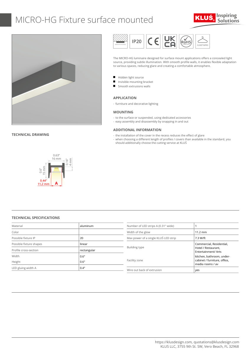Klus Design KLUS-799 cut sheet — first page