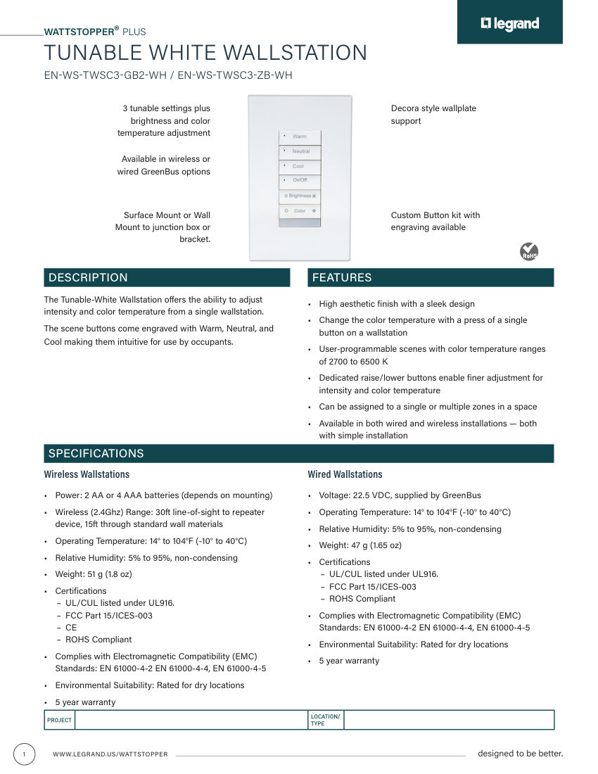 Legrand 080458r7_TW_Wallstation_cutsheet cut sheet — first page