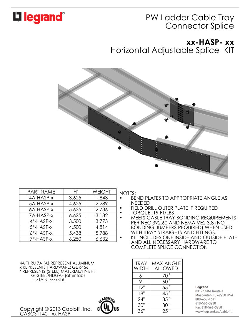 Legrand 1140 cut sheet — first page