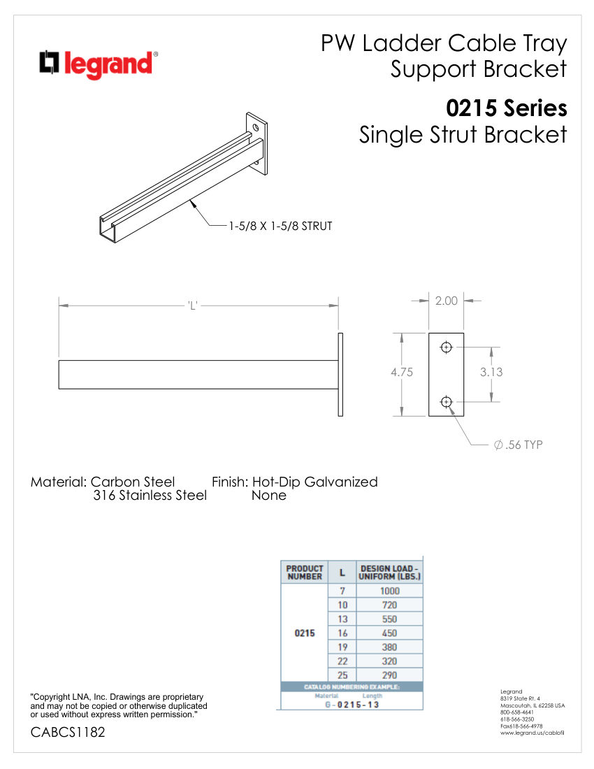 Legrand 1182 cut sheet — first page