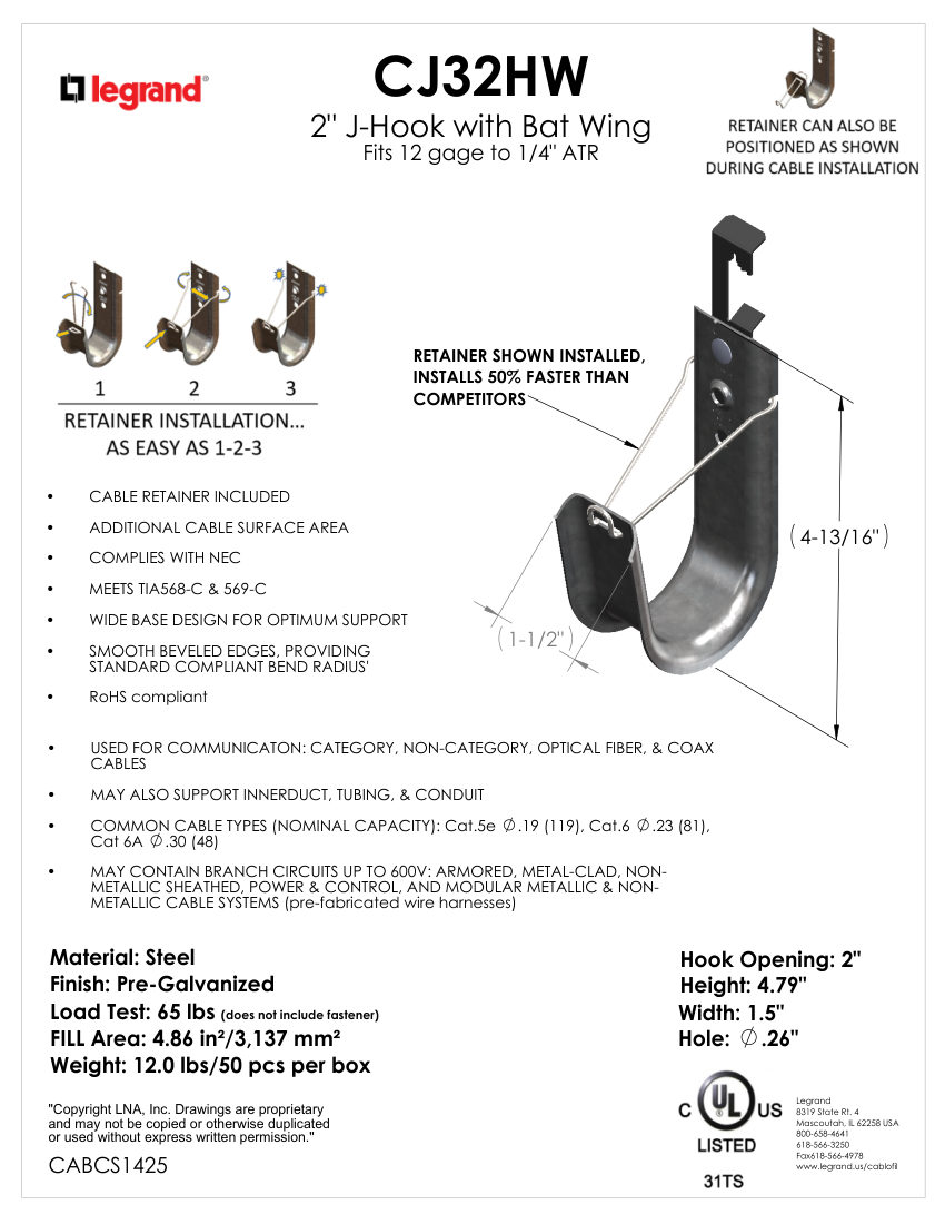 Legrand 1425 cut sheet — first page