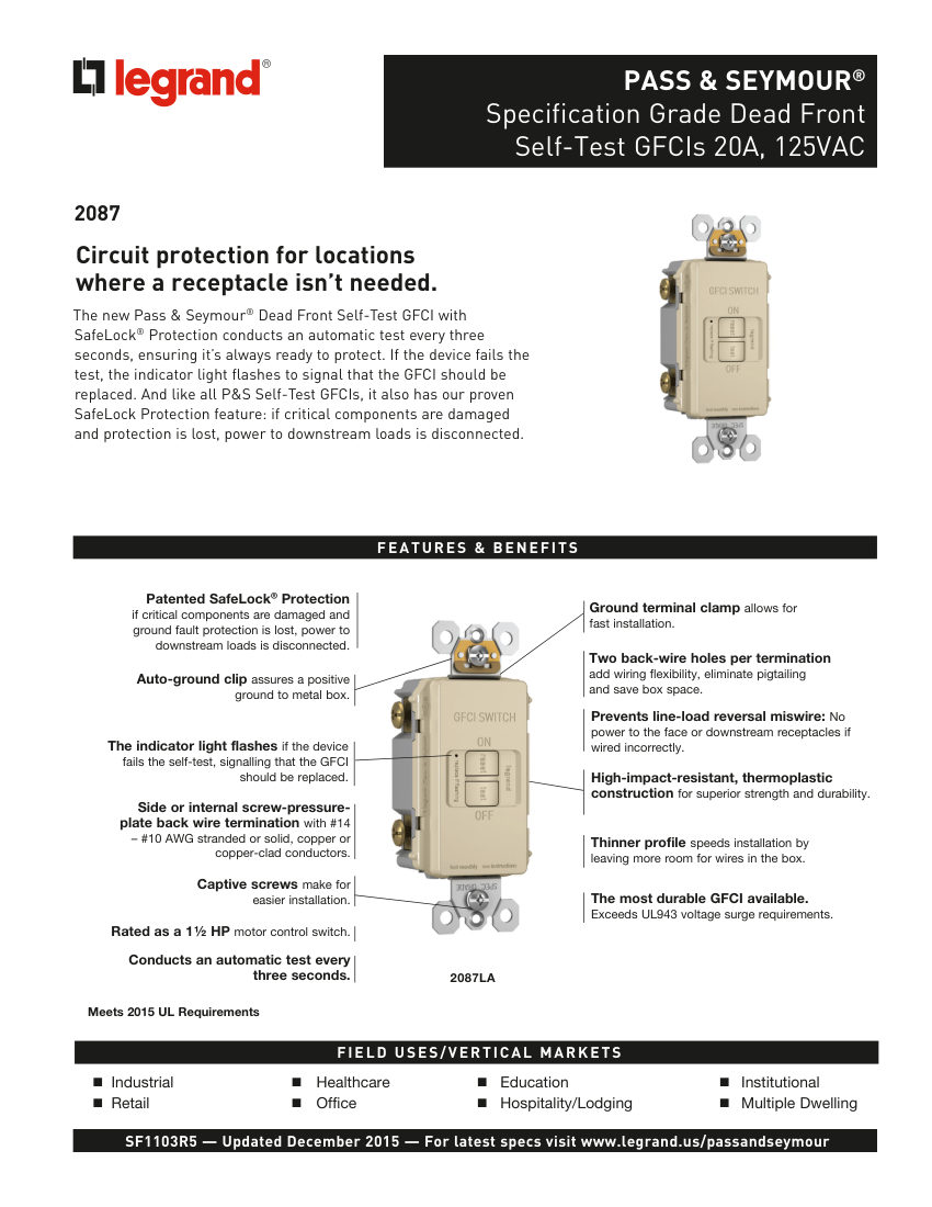 Legrand 2087 cut sheet — first page