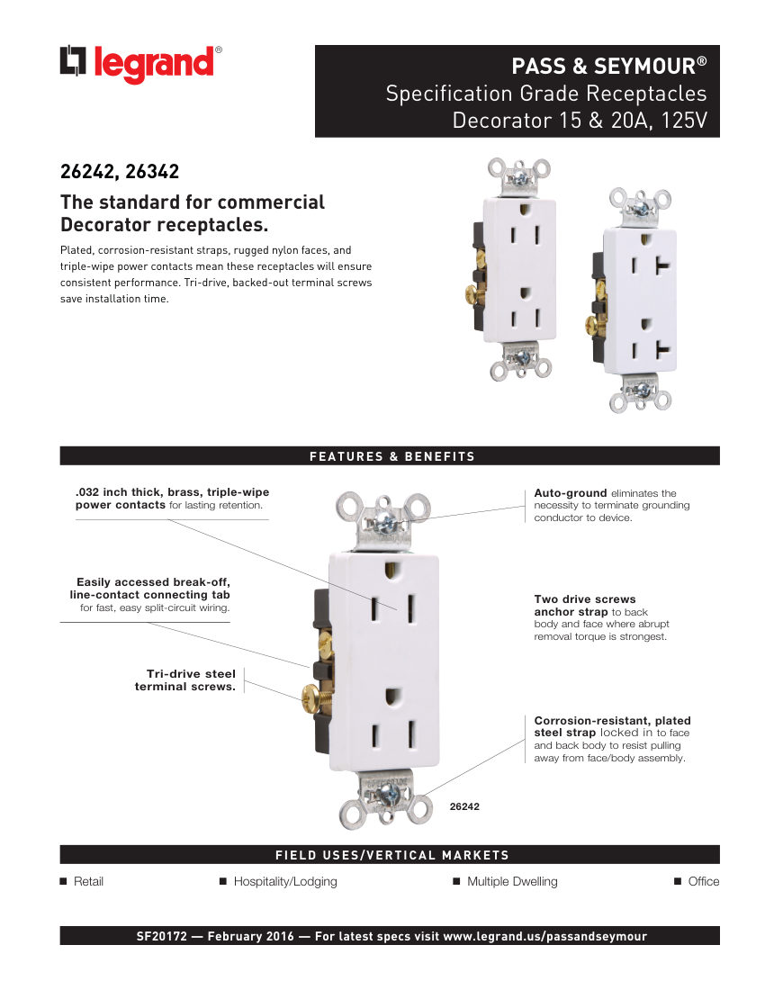 Legrand 26 cut sheet — first page