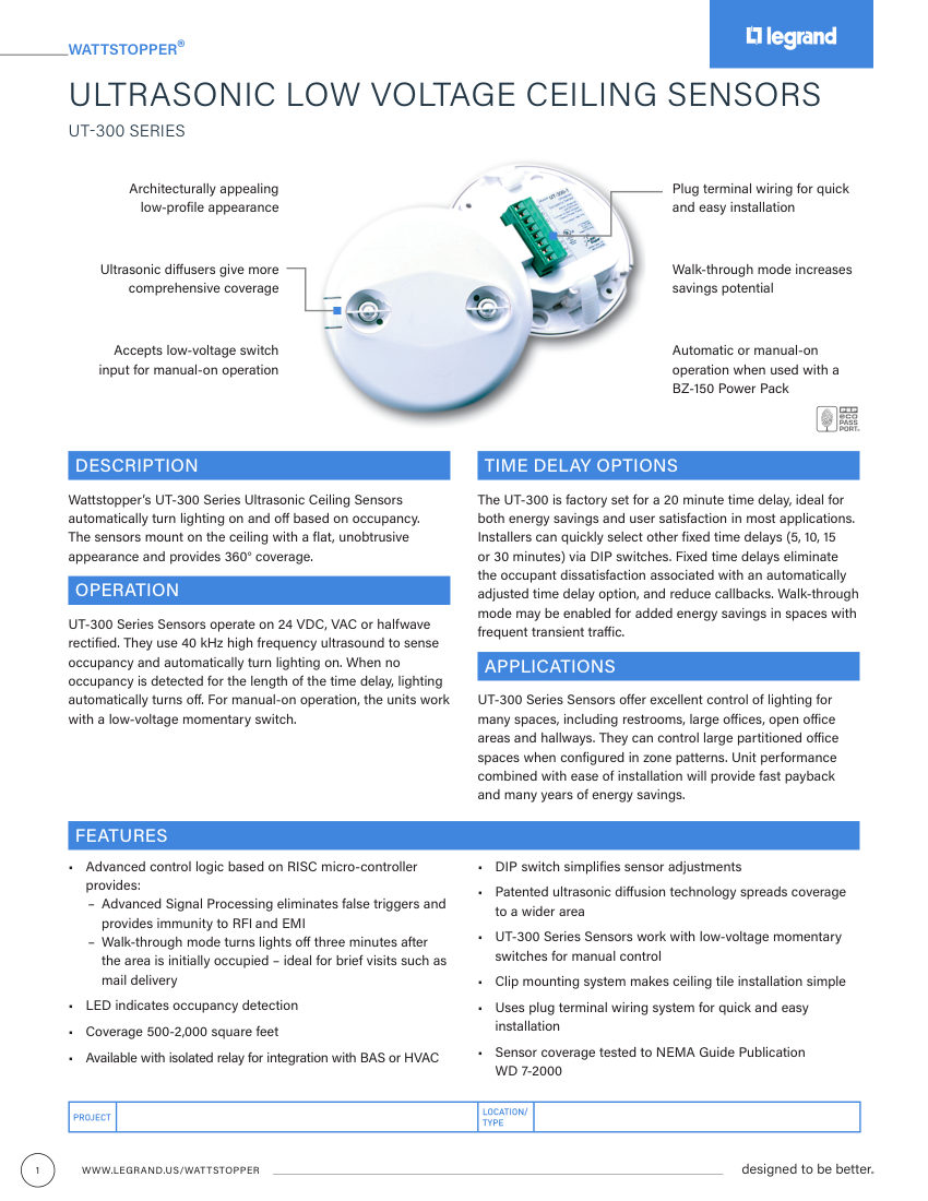 Legrand 27334r3_UT-300_cutsheet cut sheet — first page