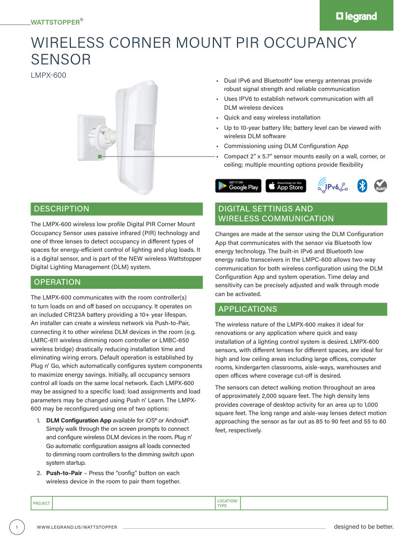 Legrand 27833r8_LMPX-600_cutsheet cut sheet — first page