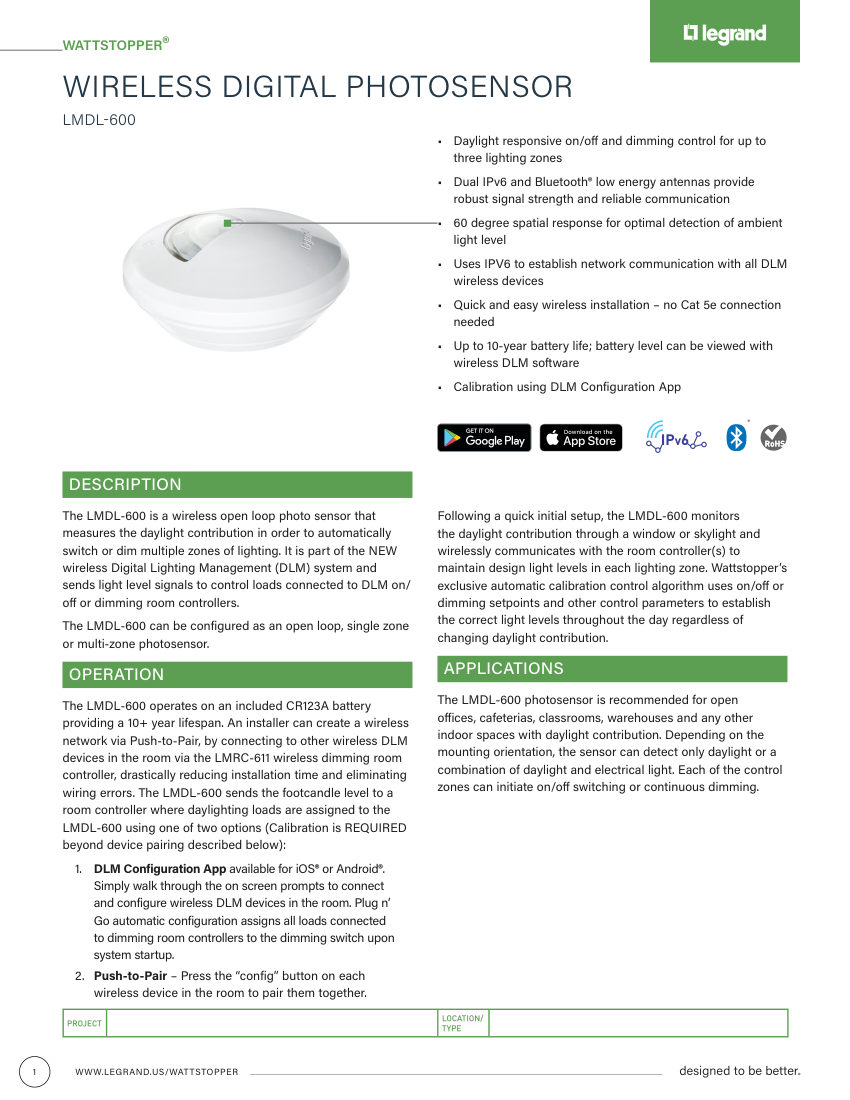 Legrand 27834r7_LMDL-600_cutsheet cut sheet — first page