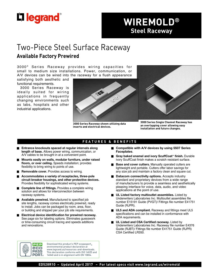 Legrand 3000SeriesSte cut sheet — first page
