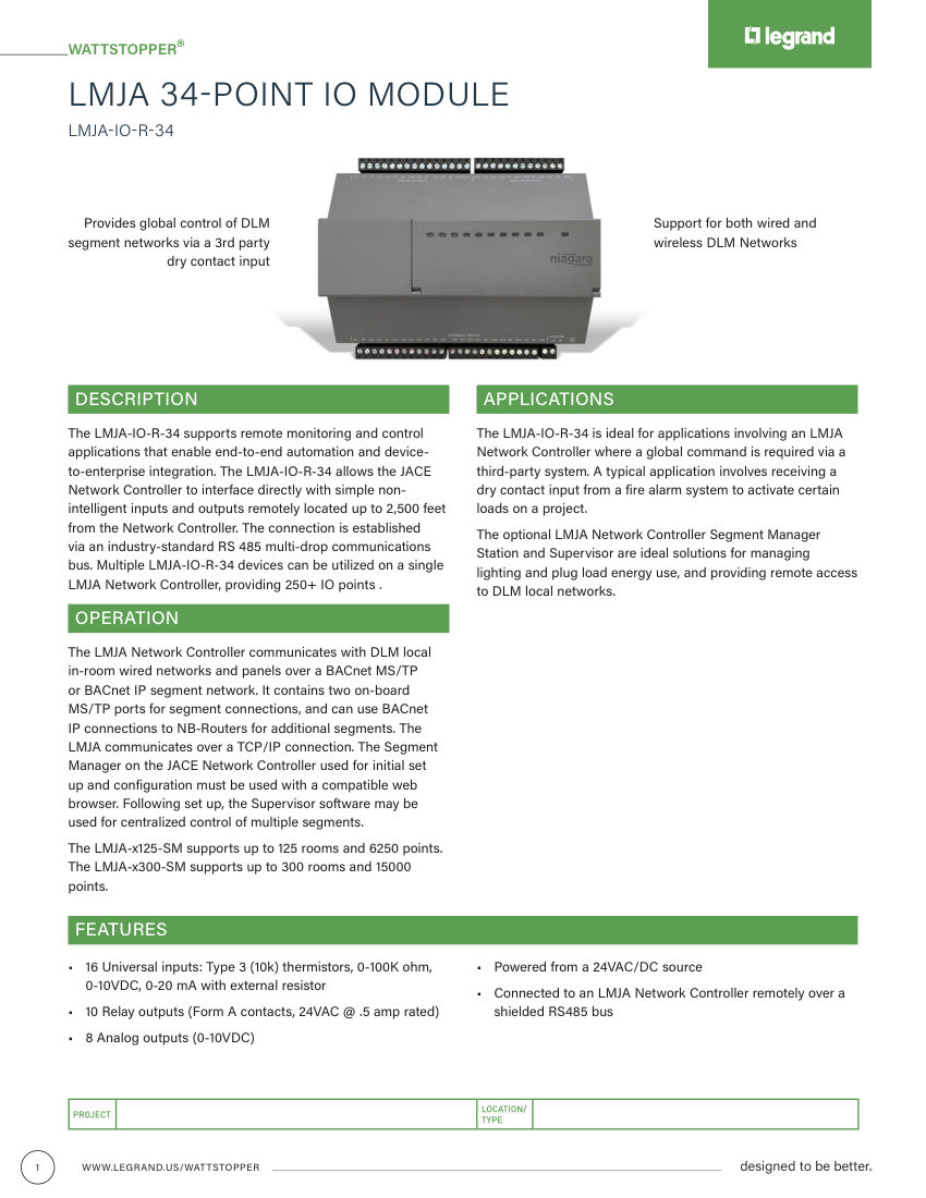 Legrand 31191r3_LMJA-IO-R-34_cutsheet cut sheet — first page