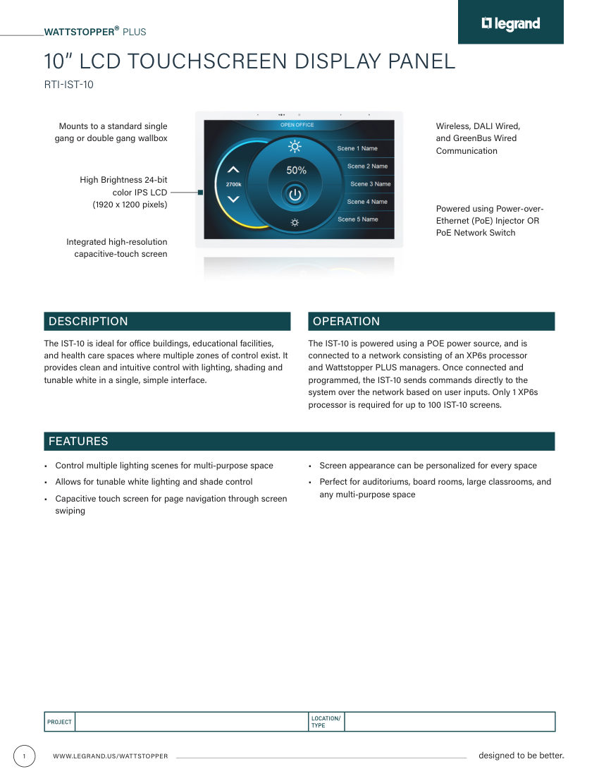 Legrand 34051r1_RTI-IST-10_cutsheet cut sheet — first page