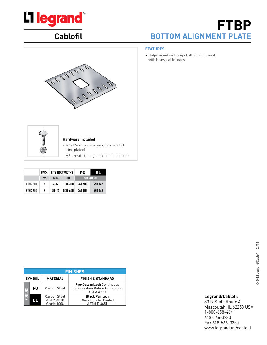 Legrand 341 500 cut sheet — first page