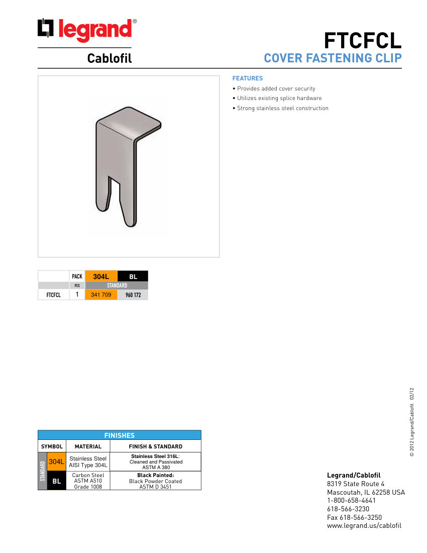 Legrand 341 709 cut sheet — first page