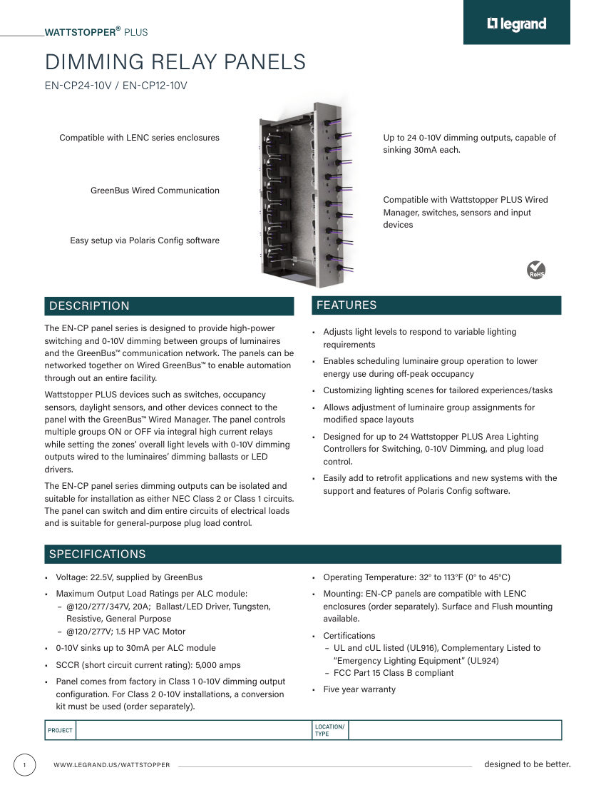 Legrand 35024r3_CP12_CP24_cutsheet cut sheet — first page