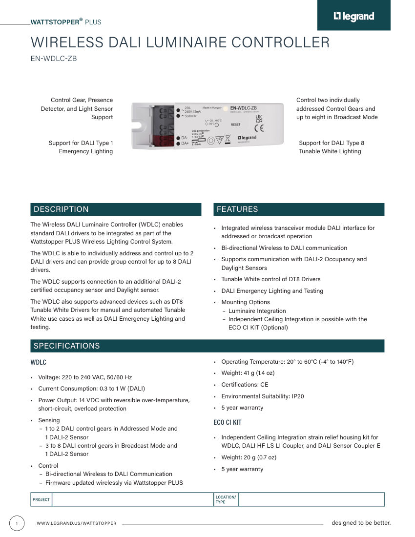 Legrand 35634r1_WDLC_cutsheet cut sheet — first page