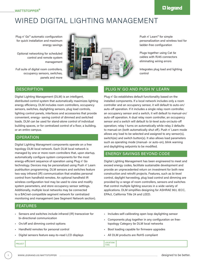 Legrand 35696r1_Wired DLM System_cutsheet cut sheet — first page