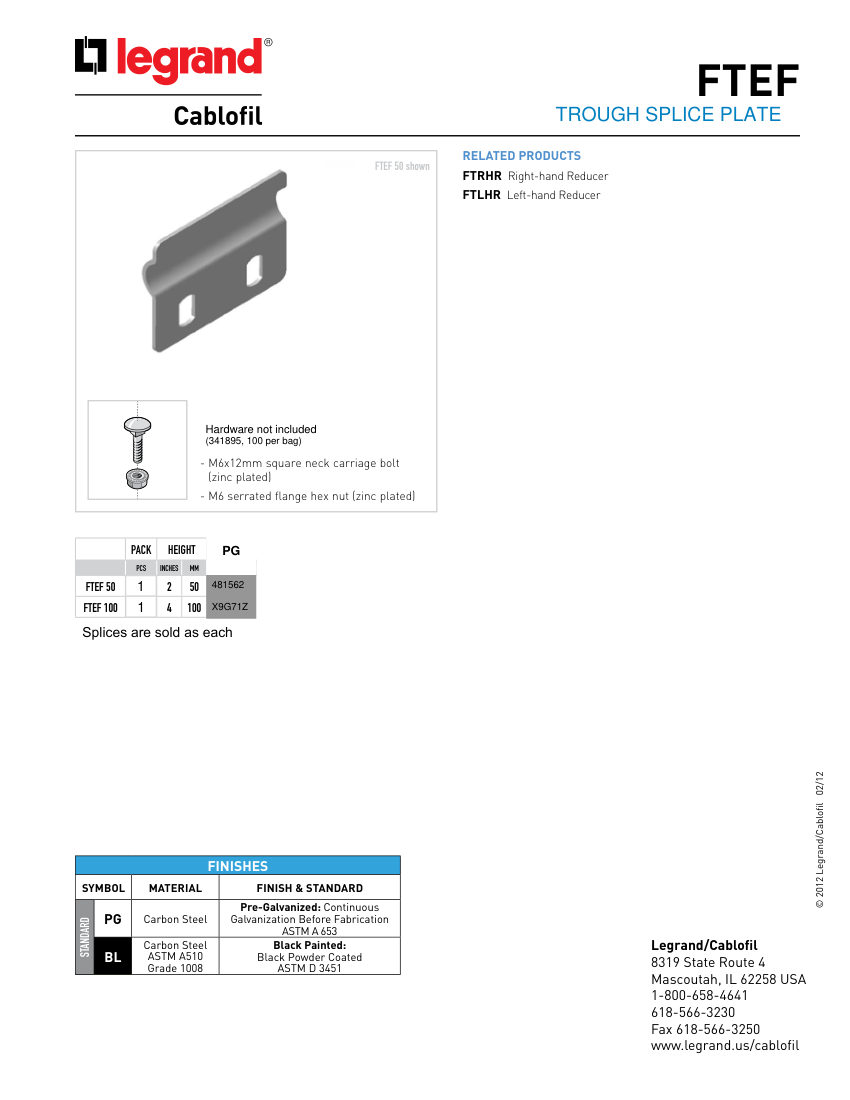 Legrand 481562 cut sheet — first page