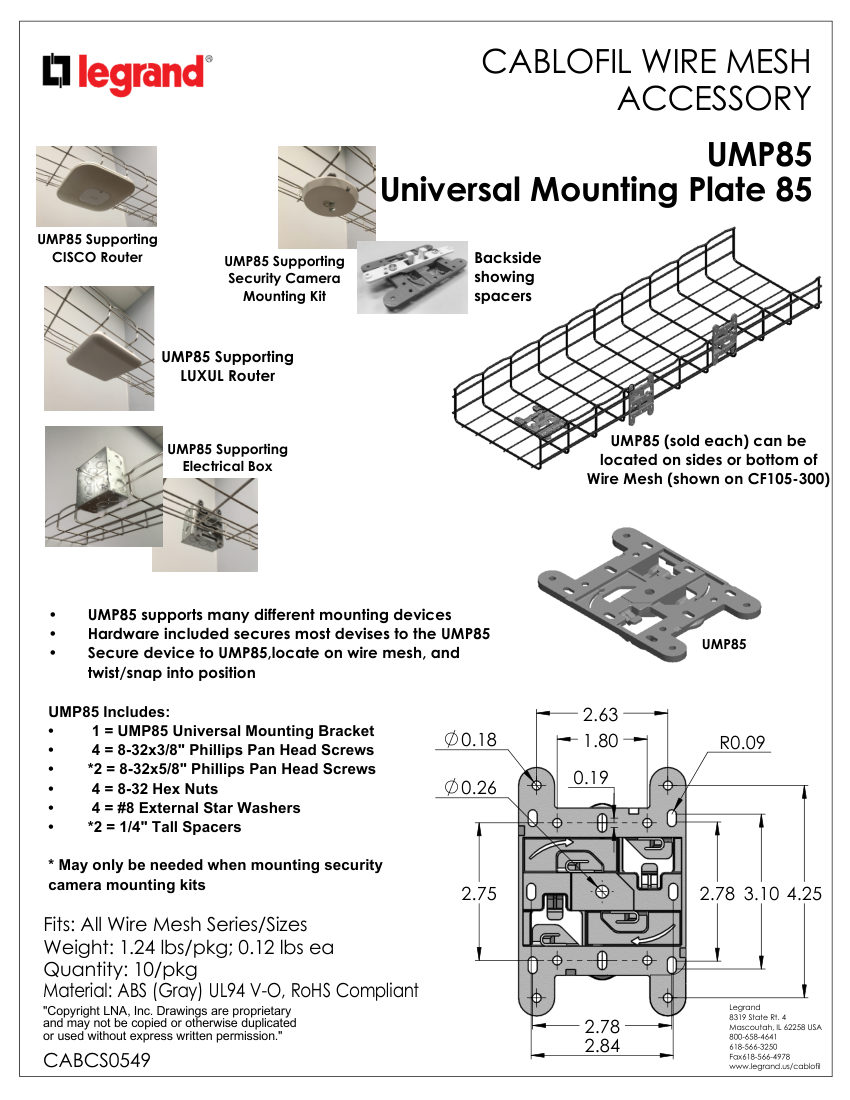 Legrand 549 cut sheet — first page
