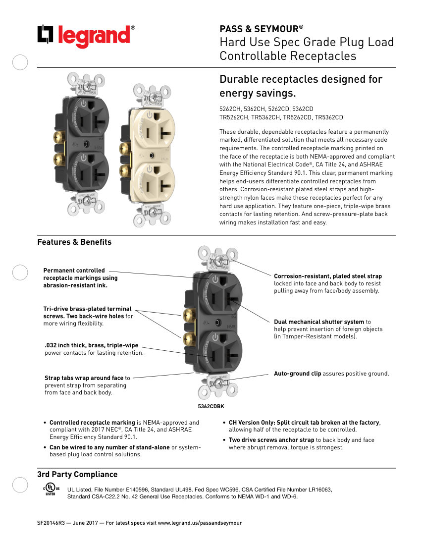 Legrand 62 cut sheet — first page
