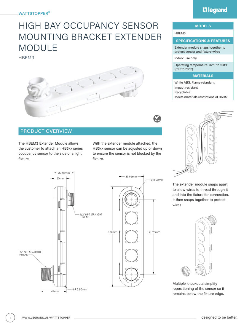 Legrand BCS-WS-DS-HBEM3 cut sheet — first page