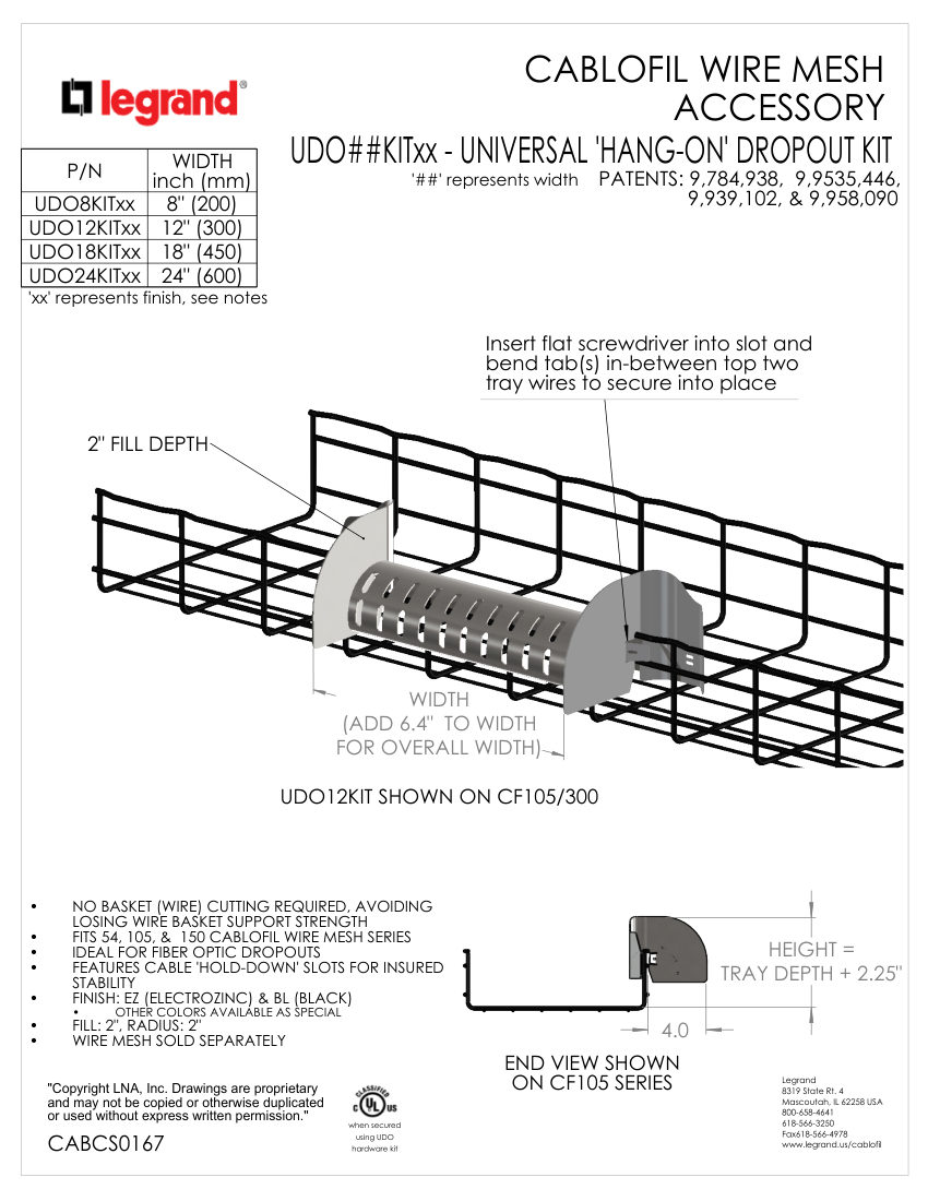 Legrand CABCS0167.C - UDO cut sheet — first page
