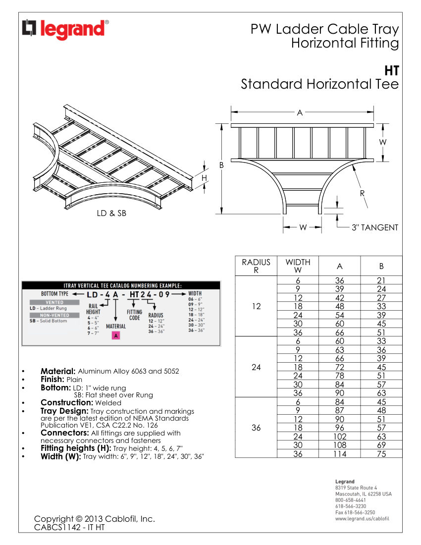 Legrand CABCS1142 cut sheet — first page