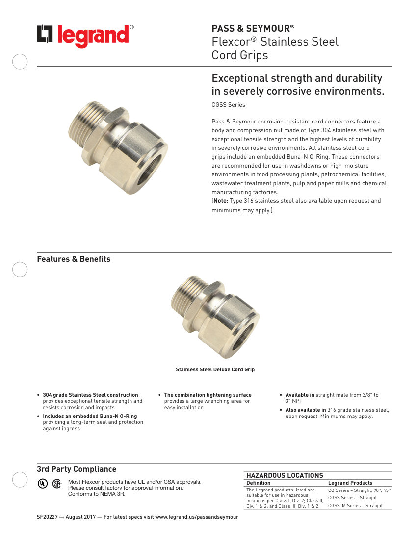Legrand CGSS38188 cut sheet — first page