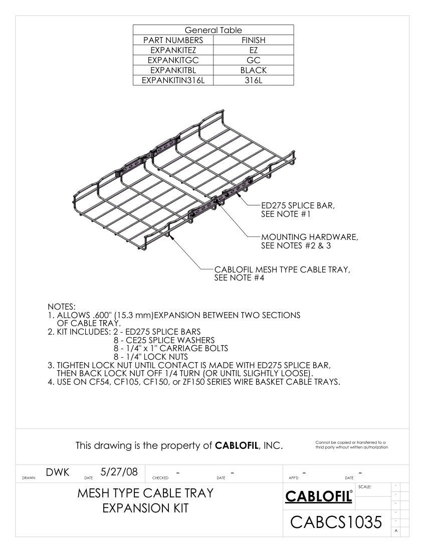 Legrand CS1035 cut sheet — first page