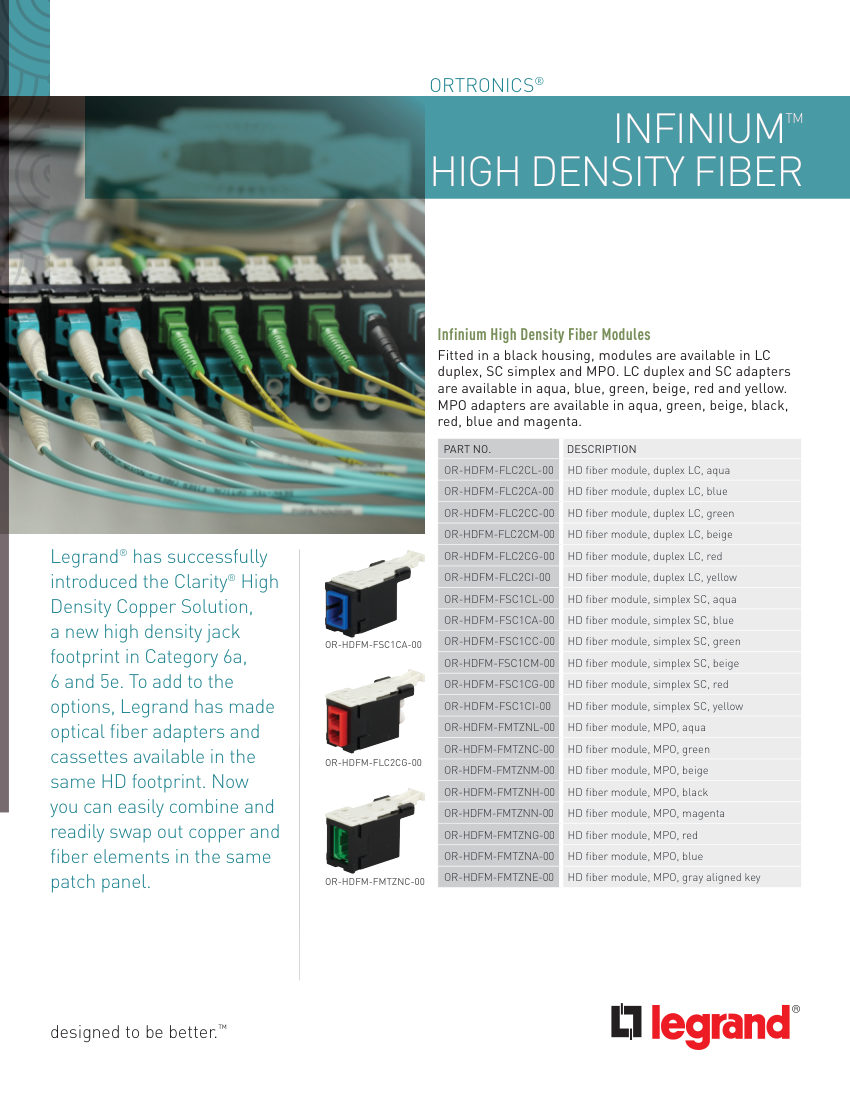 Legrand DPC-CS-HighDensityFiberDataSheet-0414 cut sheet — first page
