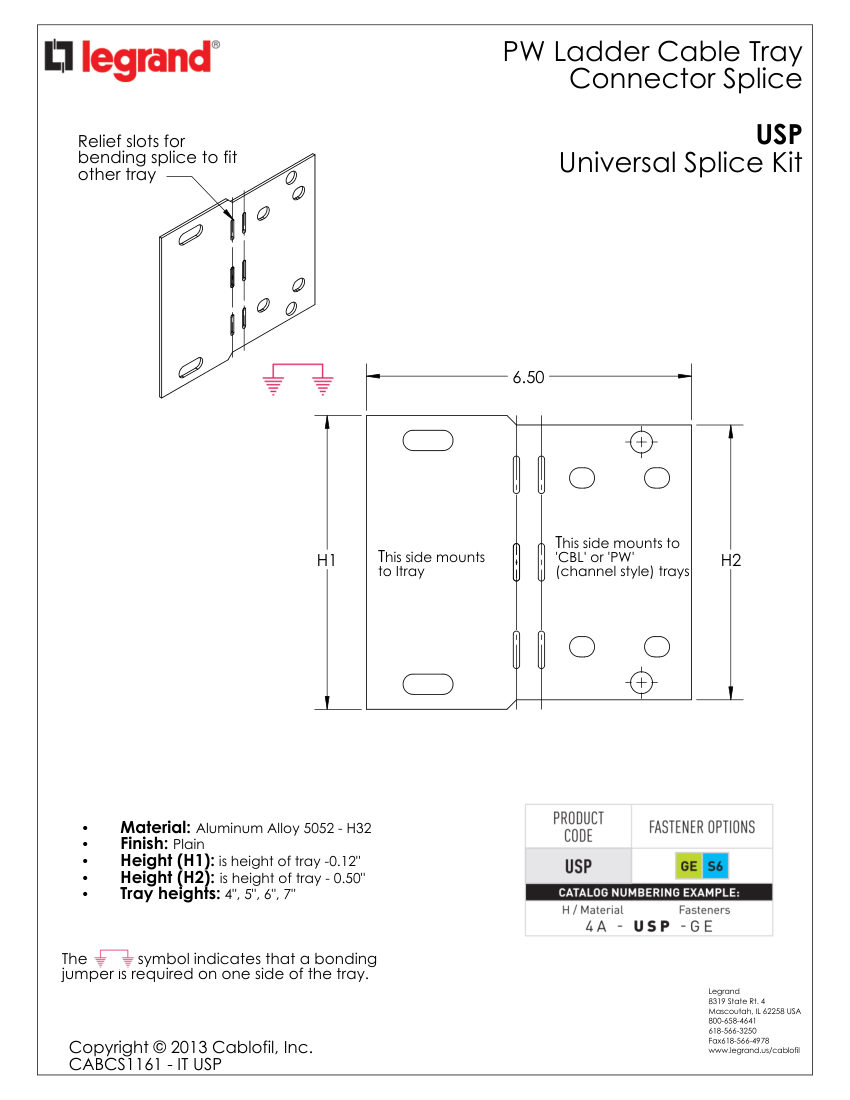 Legrand EWS-CABCS1161.C - IT USP cut sheet — first page