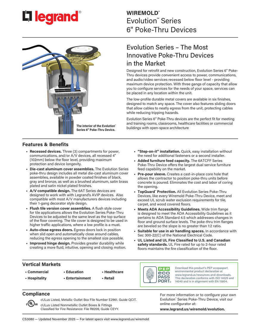 Legrand EWS-WM-CS-Evolution6inPokeThruCutSheet-3080-1125 cut sheet — first page