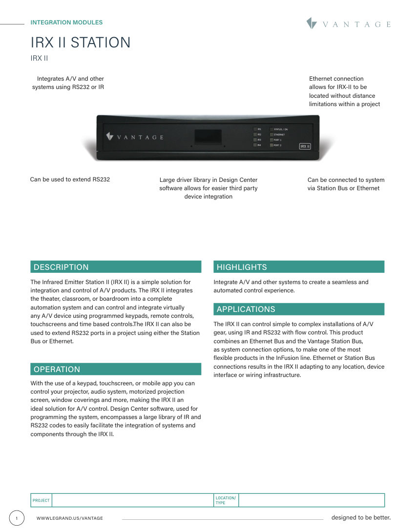 Legrand IRX II_1308270_cutsheet cut sheet — first page
