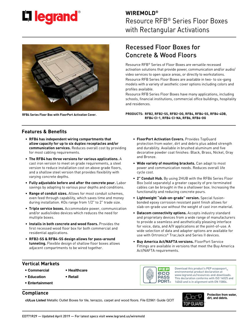 Legrand ResourceRFBSe cut sheet — first page