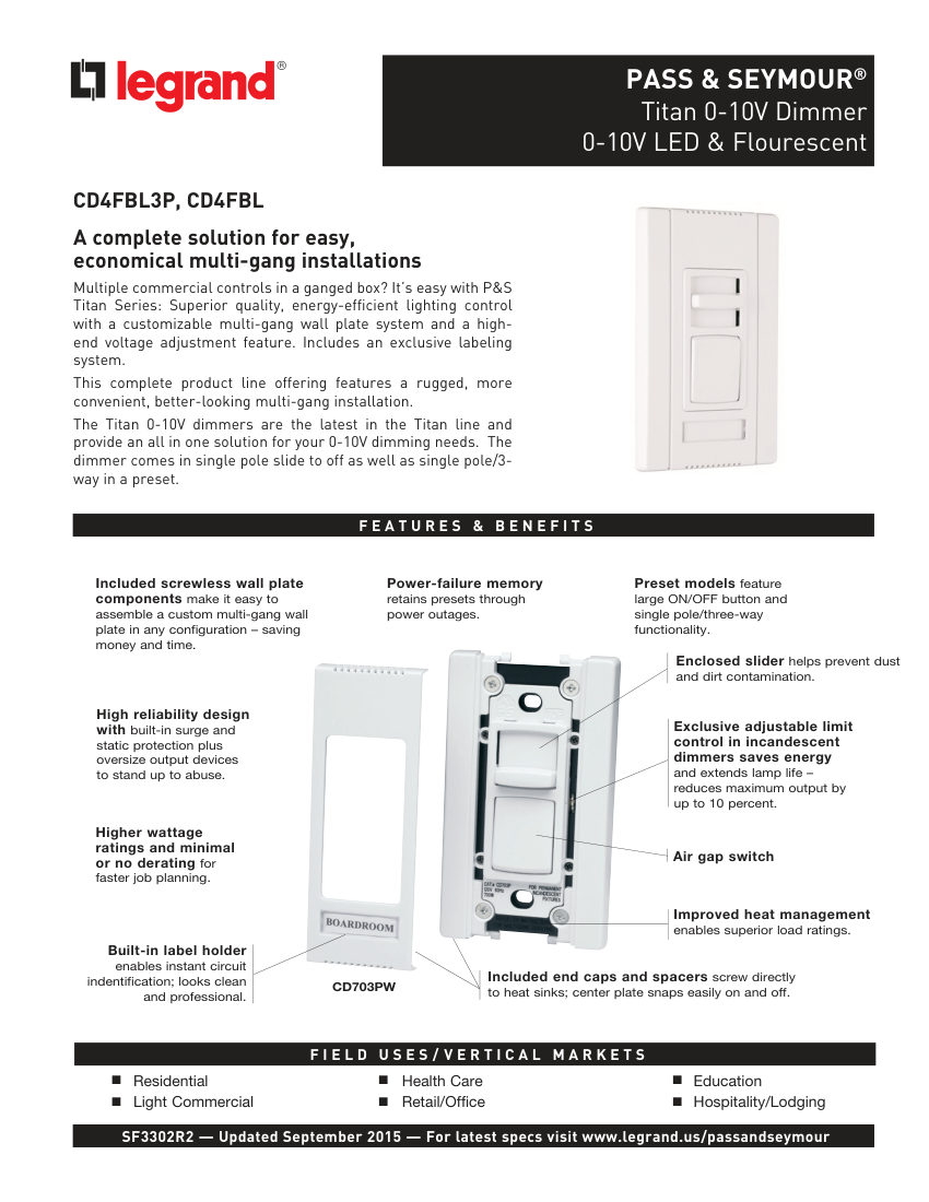Legrand Titan0 cut sheet — first page